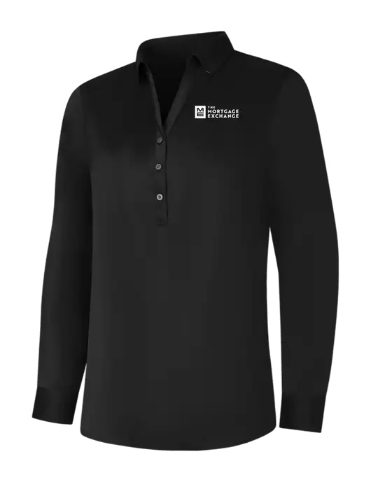 Womens Black City Stretch Shirt w/Mortgage Exchange Logo