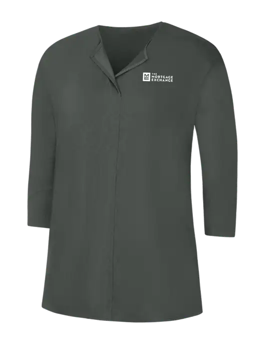 Dark Grey Womens Concept 3/4 Sleeve Soft Split Neck Top w/Mortgage Exchange Logo