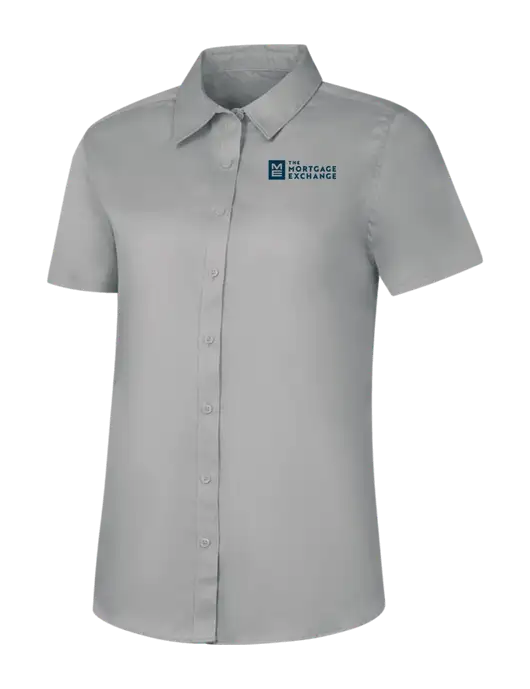 Womens Light Grey Short Sleeve Superpro React Twill Shirt w/Mortgage Exchange Logo