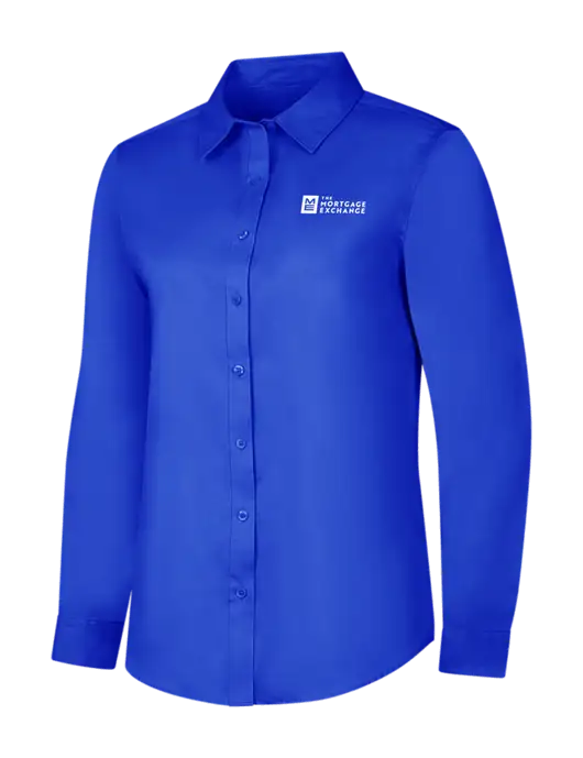 Womens Long Sleeve Dark Royal Superpro React Twill Shirt w/Mortgage Exchange Logo