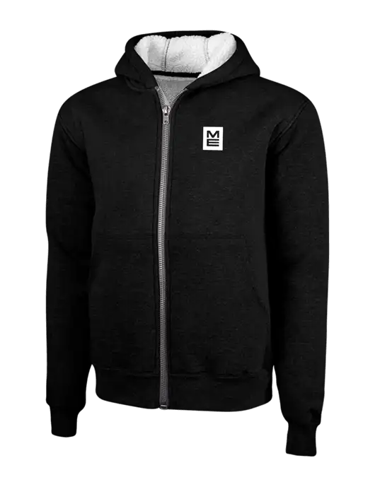 Cornerstone Black Heavyweight Sherpa Lined Hooded Fleece Jacket w/ME Stacked Logo