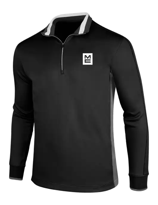 NIKE Black/Dark Grey/White Dry-Fit 1/2 Zip Cover-Up w/ME Stacked Logo