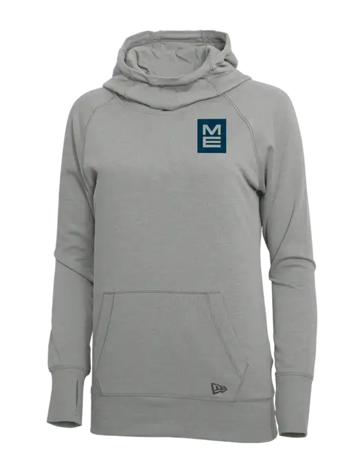 New Era Shadow Grey Heather Womens Tri-Blend Fleece Pullover Hoodie w/ME Stacked Logo