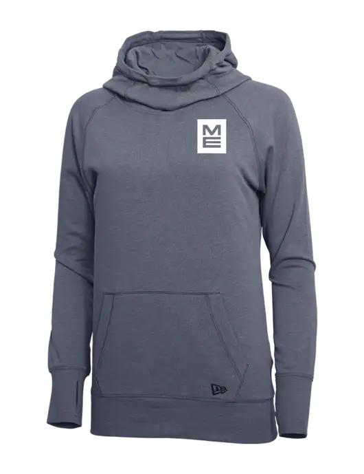 New Era True Navy Heather Womens Tri-Blend Fleece Pullover Hoodie w/ME Stacked Logo